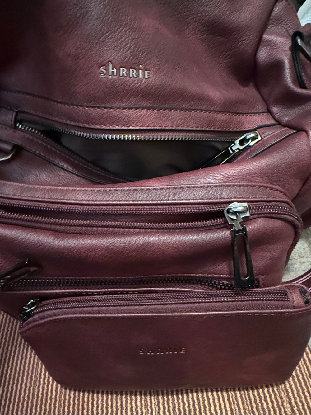 Burgundy Leather Backpack Bag for Women